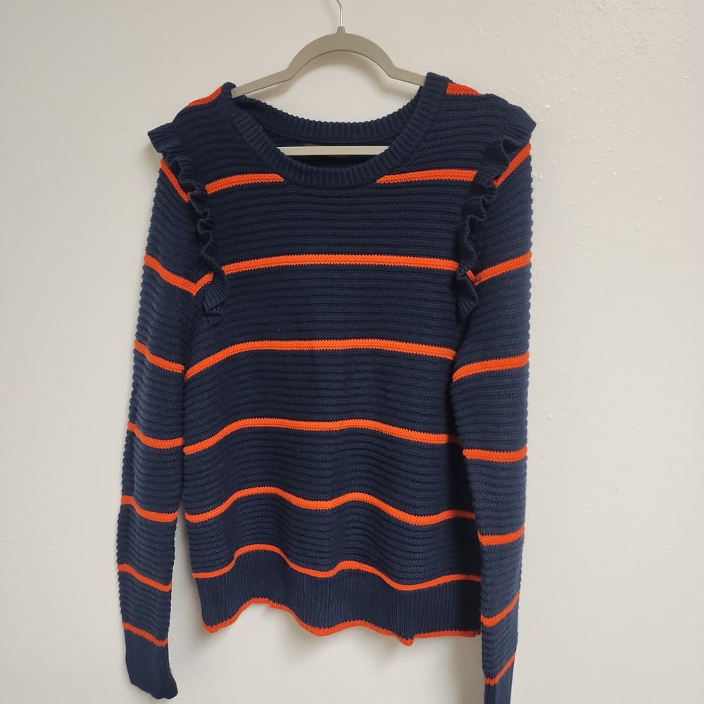 Banana Republic Blue and Red Crew Neck Sweater